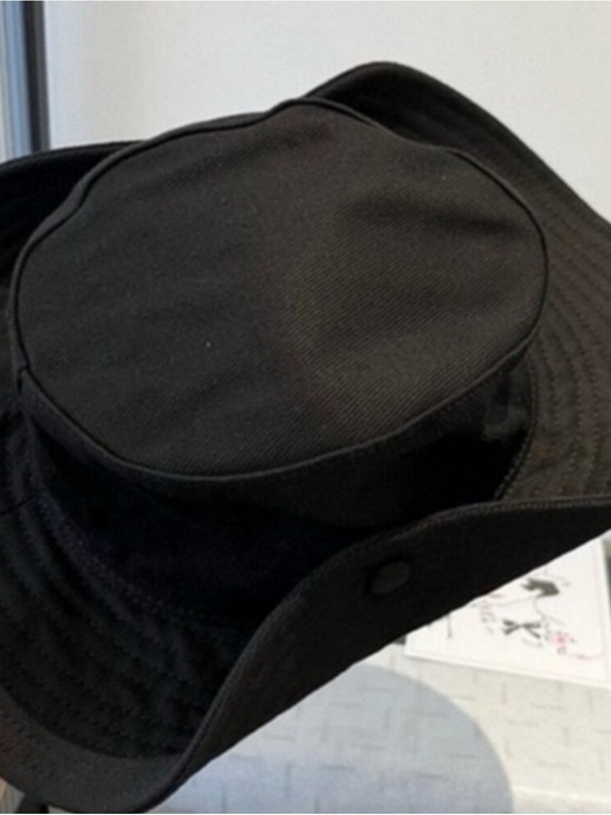 Miu Miu Black Bucket Hat with Cream Logo Embroidery